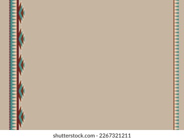 Ethnic tribal pattern background with copy space for text. Size A4. South Western style. For banner, fliers, business card, restaurant menu, web background. Folk design. Vector illustration.