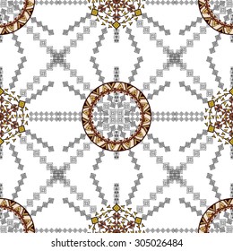 Ethnic tribal pattern in boho style. Vector seamless texture