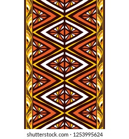Ethnic tribal pattern border seamless. African fabric geometric texture.