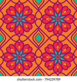 Ethnic tribal pattern with flowers.