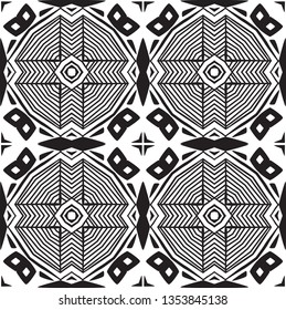 ethnic and tribal pattern. Hand drawn ornamental stripes. Black and white print for your textiles. Vector geometric background
