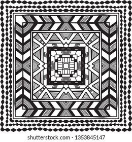 ethnic and tribal pattern. Hand drawn ornamental stripes. Black and white print for your textiles. Vector geometric background