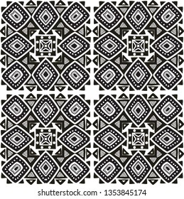 ethnic and tribal pattern. Hand drawn ornamental stripes. Black and white print for your textiles. Vector geometric background