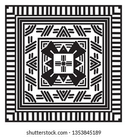 ethnic and tribal pattern. Hand drawn ornamental stripes. Black and white print for your textiles. Vector geometric background