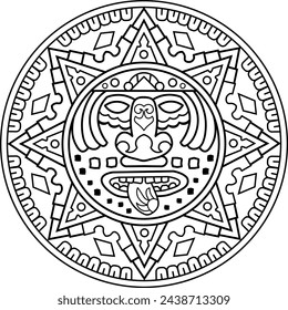Ethnic tribal pattern in mandala style. Hippie tattoo.Zen art. Hand-drawn.Coloring book.Vector illustration.