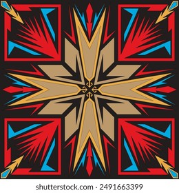 Ethnic tribal red abstract pattern. Aztec