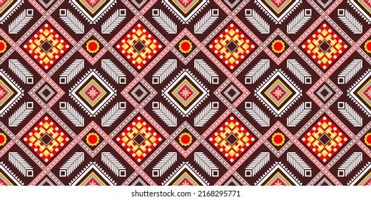 Ethnic tribal seamless pattern geometric boho style for native clothing, embroidery design, traditional fabric, Aztec textile, wrapping, batik, curtain, carpet, background, wallpaper art, illustration