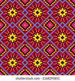 Ethnic tribal seamless pattern geometric boho style for native clothing, embroidery design, traditional fabric, Aztec textile, wrapping, batik, curtain, carpet, background, wallpaper art, illustration