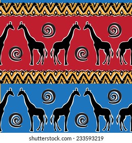Ethnic  tribal   Seamless Pattern with giraffe