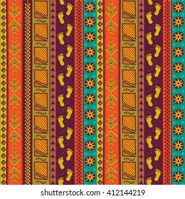 Padrão étnico tribal sem emenda. Textura folclórica desenhada à mão em vetor. Grande escolha para o design de pano, papel de parede, têxtil, envoltório e outros preenchimentos padrão