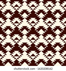 Ethnic, tribal seamless pattern. Native americans embroidery textile stylized surface print. Boho chic ornament. Repeated triangles geometric background. Mosaic wallpaper. Vector abstract