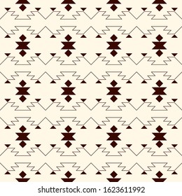 Ethnic, tribal seamless pattern. Native americans embroidery textile stylized surface print. Boho chic ornament. Repeated triangles geometric background. Mosaic wallpaper. Vector abstract