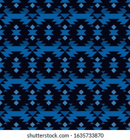 Ethnic, tribal seamless pattern. Native americans embroidery textile stylized surface print. Boho chic ornament. Repeated triangles geometric background. Mosaic wallpaper. Vector abstract