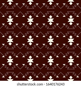 Ethnic, tribal seamless pattern. Native americans embroidery textile stylized surface print. Boho chic ornament. Repeated triangles geometric background. Mosaic wallpaper. Vector abstract