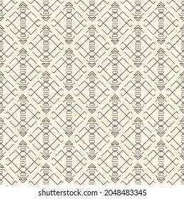 Ethnic, tribal seamless pattern. Native americans embroidery textile stylized surface print. Boho chic ornament. Repeated triangles geometric background. Mosaic wallpaper. Vector abstract
