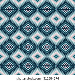 ethnic tribal seamless pattern in pink and blue colors with Aztec motifs. vector illustration - eps 8