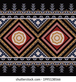 Ethnic tribal seamless pattern. Traditional design for background, wallpaper, clothing, wrapping, carpet, tile, fabric, decoration, vector illustration, embroidery style. Geometric ethnic designs.