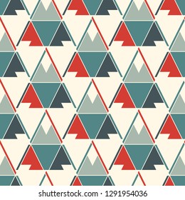 Ethnic, tribal seamless surface pattern. Native americans style background. Repeated triangles motif. Contemporary abstract geometric wallpaper. Boho chic digital paper, textile print. Vector art