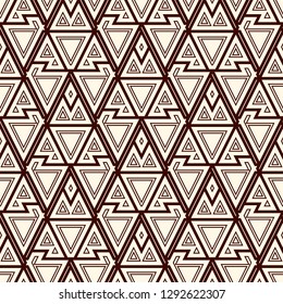 Ethnic, tribal seamless surface pattern. Native americans style background. Repeated geometric figures motif. Contemporary abstract wallpaper. Boho chic grid digital paper, textile print. Vector art