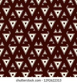 Ethnic, tribal seamless surface pattern. Native americans style background. Repeated geometric figures motif. Contemporary abstract wallpaper. Boho chic digital paper, textile print. Vector art