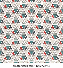 Ethnic, tribal seamless surface pattern. Native americans style background. Repeated geometric figures motif. Contemporary abstract wallpaper. Boho chic digital paper, textile print. Vector art