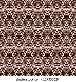 Ethnic, tribal seamless surface pattern. Native americans style background. Repeated geometric figures motif. Contemporary abstract wallpaper. Boho chic grid digital paper, textile print. Vector art