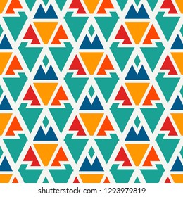 Ethnic, tribal seamless surface pattern. Native americans style background. Repeated geometric figures motif. Contemporary abstract wallpaper. Boho chic digital paper, textile print. Vector art