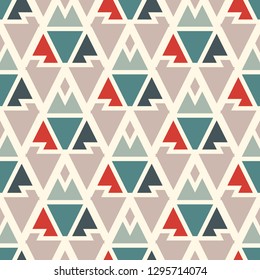 Ethnic, tribal seamless surface pattern. Native americans style background. Repeated geometric figures motif. Contemporary abstract wallpaper. Boho chic digital paper, textile print. Vector art