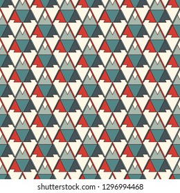 Ethnic, tribal seamless surface pattern. Native americans style background. Repeated triangles motif. Contemporary abstract geometric wallpaper. Boho chic digital paper, textile print. Vector art