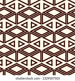 Ethnic, tribal seamless surface pattern. Native americans style background. Repeated diamond, triangles ornament. Geometric figures motif. Boho chic digital paper, textile print. Modern geo wallpaper.
