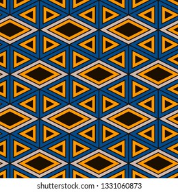 Ethnic, tribal seamless surface pattern. Native americans style background. Repeated diamond, triangles ornament. Geometric figures motif. Boho chic digital paper, textile print. Modern geo wallpaper.