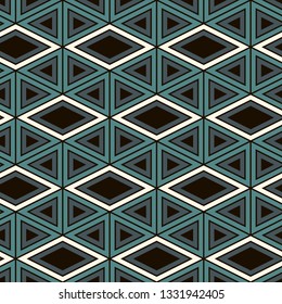 Ethnic, tribal seamless surface pattern. Native americans style background. Repeated diamond, triangles ornament. Geometric figures motif. Boho chic digital paper, textile print. Modern geo wallpaper.