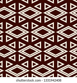 Ethnic, tribal seamless surface pattern. Native americans style background. Repeated diamond, triangles ornament. Geometric figures motif. Boho chic digital paper, textile print. Modern geo wallpaper.