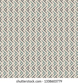 Ethnic, tribal seamless surface pattern. Repeated symbols background. Ancient folk ornament. Geometric figures motif. Geo abstract wallpaper. Digital paper, textile print. Vector art / illustration
