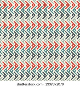 Ethnic, tribal seamless surface pattern. Repeated symbols background. Ancient folk ornament. Geometric figures motif. Geo abstract wallpaper. Digital paper, textile print. Vector art / illustration