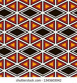 Ethnic, tribal seamless surface pattern. Native americans style background. Repeated diamond, triangles ornament. Geometric figures motif. Boho chic digital paper, textile print. Modern geo wallpaper.