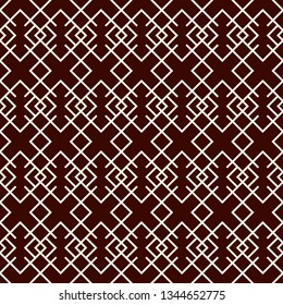 Ethnic, tribal seamless surface pattern. Embroidery ornament. Folk background. Repeated geometric symbols motif. Folkloric wallpaper. Delicate digital paper, textile print. Vector art / illustration