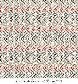 Ethnic, tribal seamless surface pattern. Repeated symbols background. Ancient folk ornament. Geometric figures motif. Geo abstract wallpaper. Digital paper, textile print. Vector art / illustration