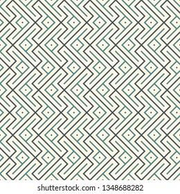 Ethnic, tribal seamless surface pattern. Repeated symbols background. Minimalist ornament. Geometric figures motif. Geo abstract wallpaper. Digital paper, textile print. Vector art / illustration