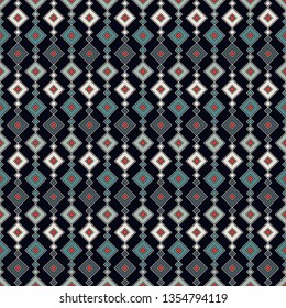Ethnic, tribal seamless surface pattern. Repeated diamonds and rhombuses motif. Folk background. Folkloric wallpaper. Geometric ornament. Geo digital paper, textile print. Vector art