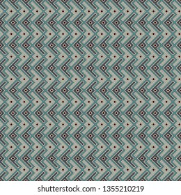 Ethnic, tribal seamless surface pattern. Repeated symbols background. Ancient folk ornament. Geometric figures motif. Geo abstract wallpaper. Digital paper, textile print. Vector art / illustration