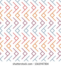 Ethnic, tribal seamless surface pattern. Repeated symbols background. Minimalist ornament. Geometric figures motif. Geo abstract wallpaper. Digital paper, textile print. Vector art / illustration