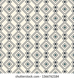 Ethnic, tribal seamless surface pattern. Repeated diamonds and rhombuses motif. Folk background. Folkloric wallpaper. Geometric ornament. Geo digital paper, textile print. Vector art