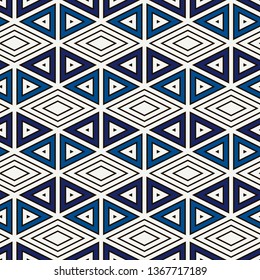 Ethnic, tribal seamless surface pattern. Native americans style background. Repeated diamond, triangles ornament. Geometric figures motif. Boho chic digital paper, textile print. Modern geo wallpaper.