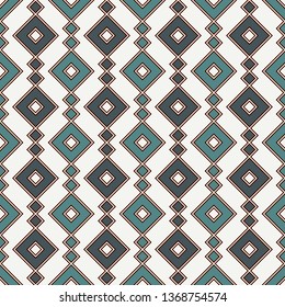 Ethnic, tribal seamless surface pattern. Repeated diamonds and rhombuses motif. Folk background. Folkloric wallpaper. Geometric ornament. Geo digital paper, textile print. Vector art