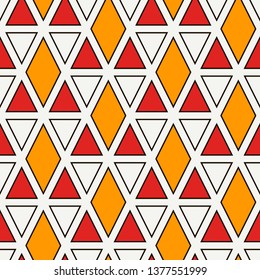 Ethnische, tribale nahtlose Oberflächenmuster. Indianerischer Hintergrund. Dreiecksschmuck. Pyramid motif. Boho schicke digitale Zeitung, Stoffdruck. Moderne geometrische abstrakte Tapete.