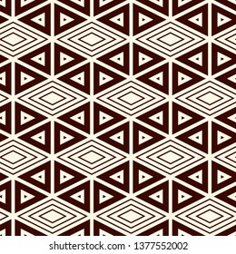 Ethnic, tribal seamless surface pattern. Native americans style background. Repeated diamond, triangles ornament. Geometric figures motif. Boho chic digital paper, textile print. Modern geo wallpaper.