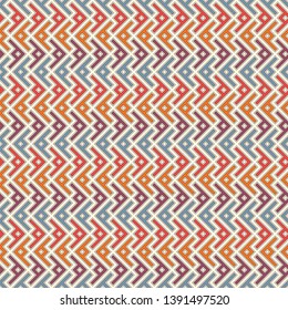 Ethnic, tribal seamless surface pattern. Repeated symbols background. Ancient folk ornament. Geometric figures motif. Geo abstract wallpaper. Digital paper, textile print. Vector art / illustration