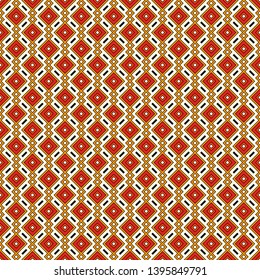Ethnic, tribal seamless surface pattern. Repeated diamonds and rhombuses motif. Folk background. Folkloric wallpaper. Geometric ornament. Geo digital paper, textile print. Vector art