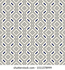 Ethnic, tribal seamless surface pattern. Repeated diamonds and rhombuses motif. Folk background. Folkloric wallpaper. Geometric ornament. Geo digital paper, textile print. Vector art